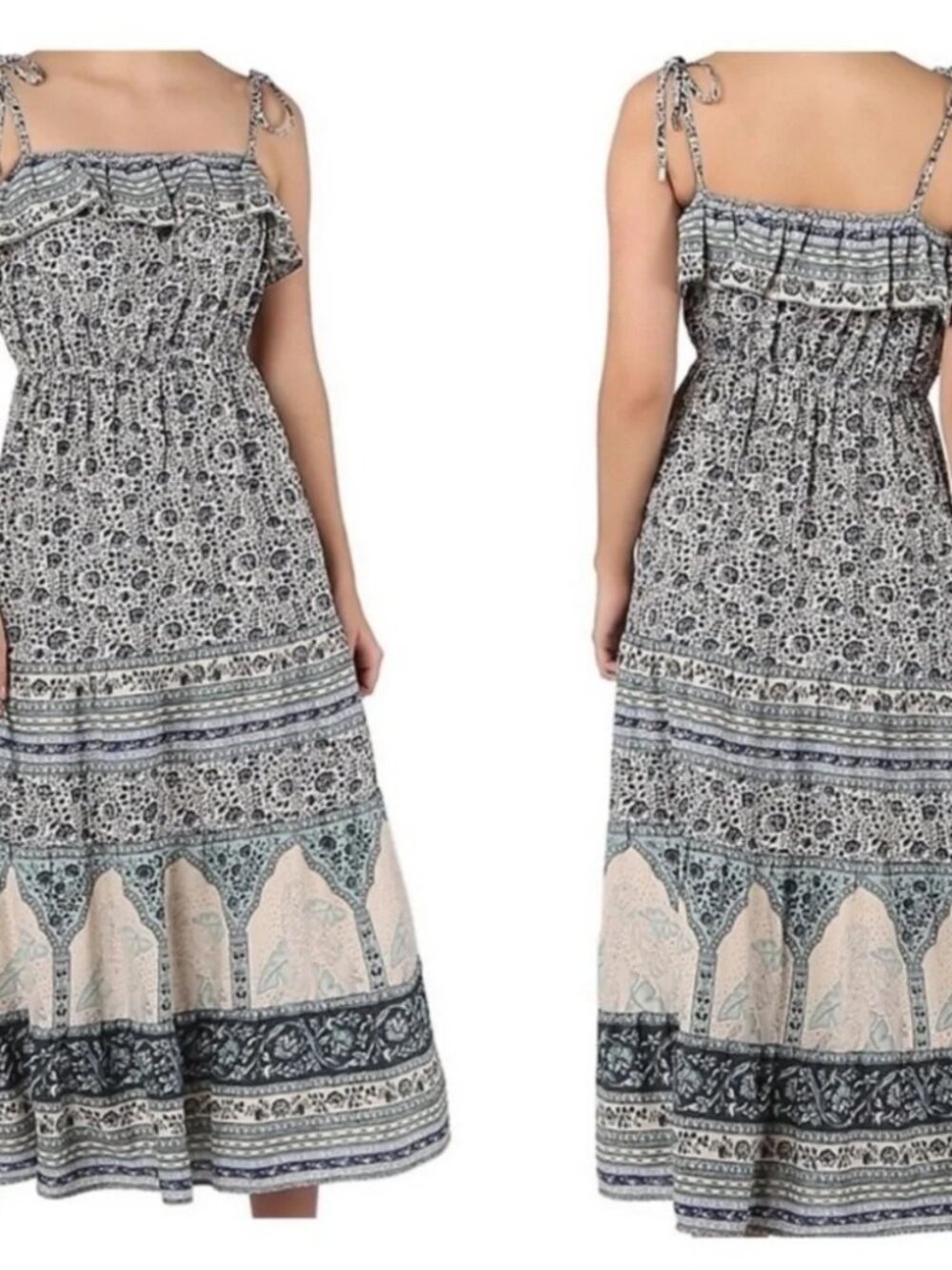 Dex Plus Taj Mahal Boho Printed Squareneck Sleeveless Midi Dress X (12/14)